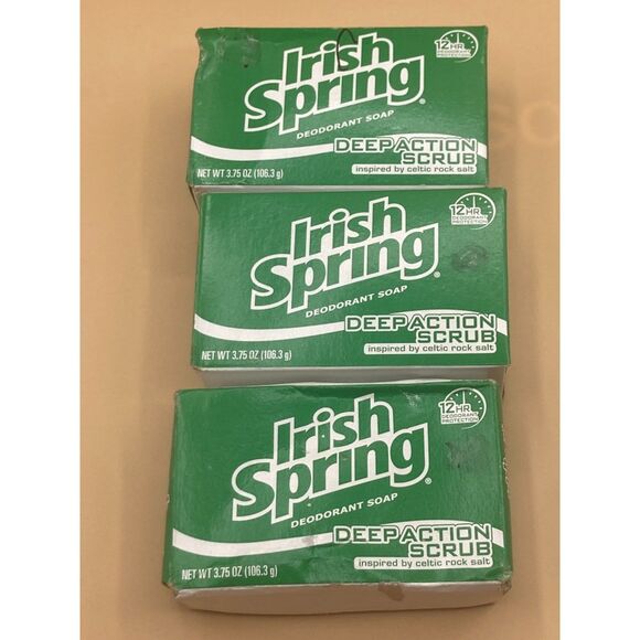 Irish spring Deep Action Scrub soap inspired by rock salt 3 bars 3.75 oz ea - Picture 1 of 2